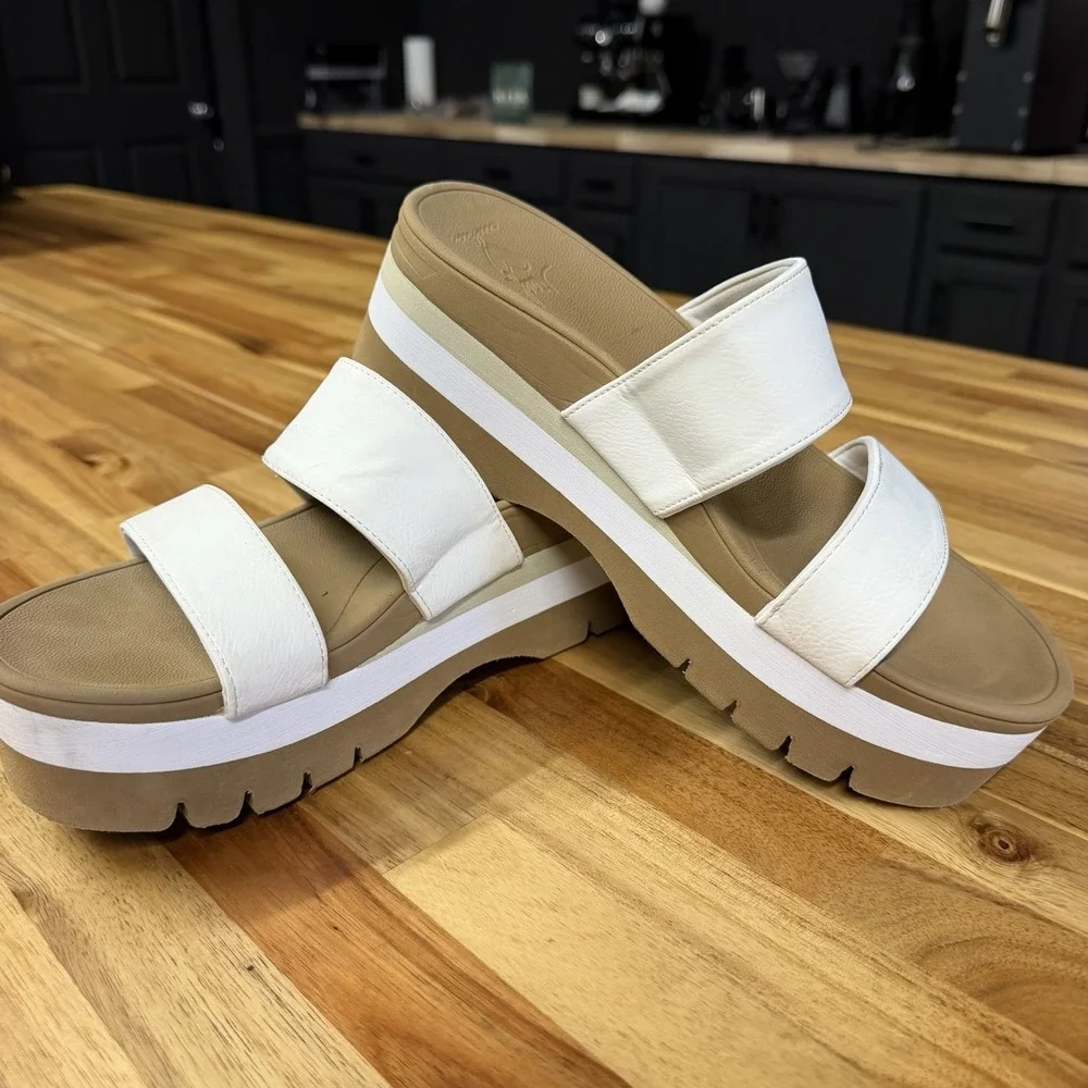 Reef Cushion Banded Horizon 2.5 White Size 8 Platform Strappy Sandals Slides